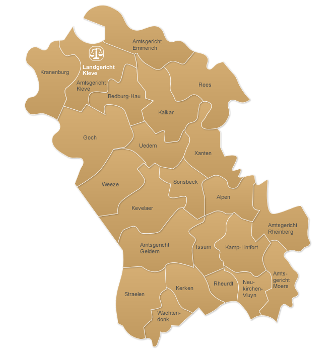 Karte des Landgerichtsbezirks Kleve