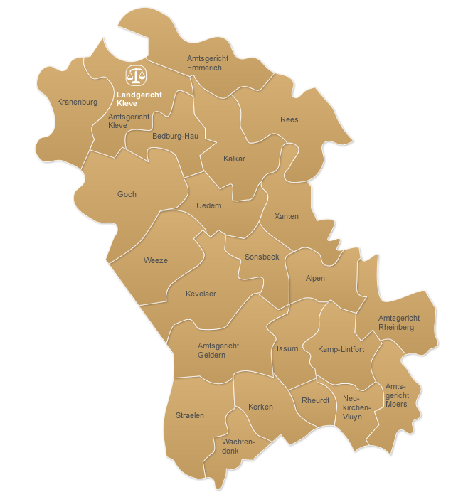 Karte des Landgerichtsbezirks Kleve Karte des Landgerichtsbezirks Kleve